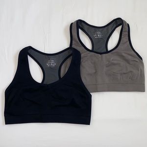 SET OF 2 GRAY & BLACK SPORTS BRAS SIZE L